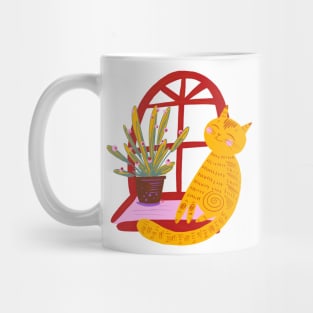 CAT PET AND GINGER PLANT ART Cute Kitty Mug